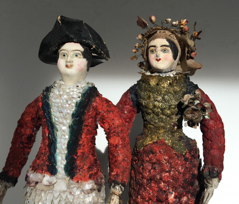 Couple de paludiers en coquillage, XIXème