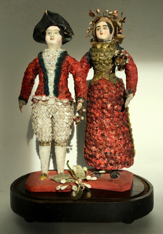 Couple de paludiers en coquillage, XIXème