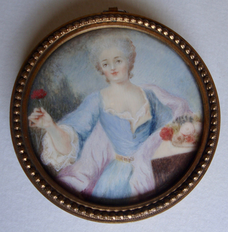 Miniature d'une jeune femme à la rose