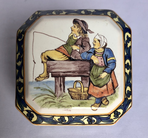 Boîte à décor d’enfants pêchant