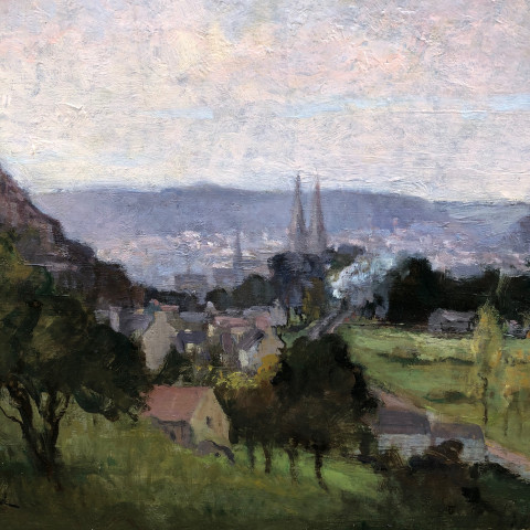 Vue des hauteurs de Quimper par Abel Villard