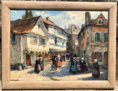 Rue animée à Saint-Goustan (Auray) par Fernand-Renault