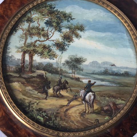 Boîte décorée d’une scène de chasse 