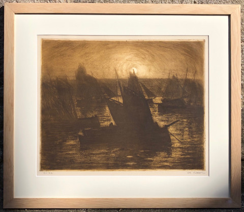 Barques au couchant dans le port de Camaret par Charles Cottet