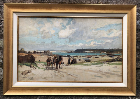 Goémoniers sur la plage par Eugène Villon
