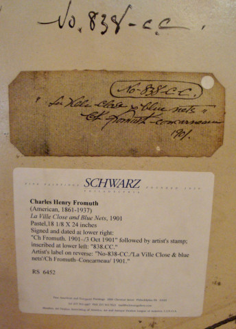 Etiquettes de la main de Fromuth et étiquette Galerie Schwarz