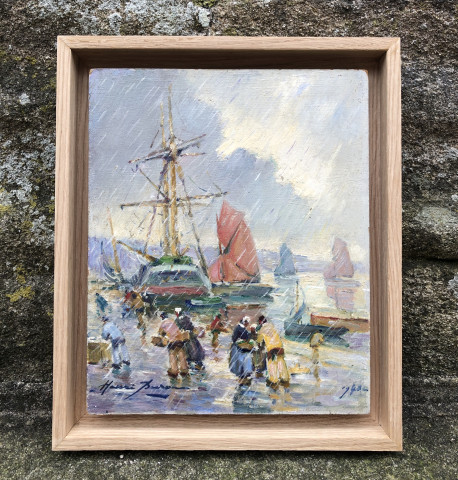 Marché pluvieux sur le port par Henri Buron