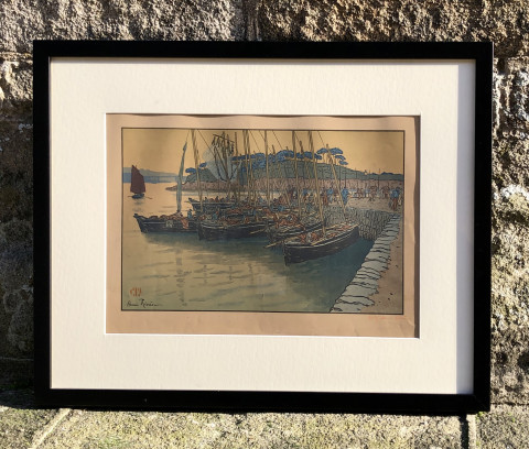 Arrivée de bateaux à Tréboul par Henri Rivière