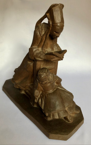 Femme de Plougastel en prière et son enfant par Sévellec