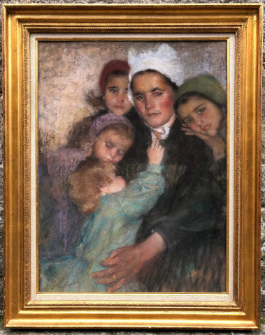 Femme de la campagne de Lesneven et ses enfants par Lucien Lévy-Dhurmer