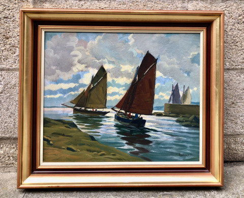 Sortie du port au couchant par Paul Eschbach