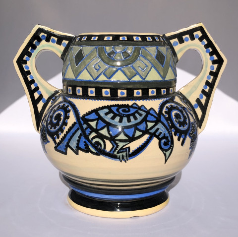 Vase à décor géométrique d'oiseaux par Paul Fouillen