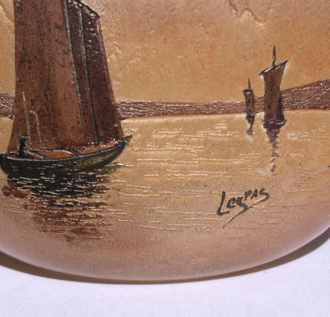 Vase à décor de bateaux par Legras