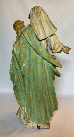 Vierge à l'enfant en bois polychrome XVIIIe