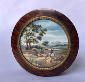 Boîte décorée d’une scène de chasse 