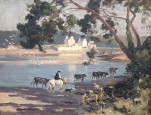Retour du troupeau sur le bord de la rivière 