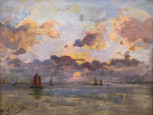 Coucher de soleil en baie de Concarneau par Alfred Guillou