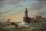 Entrée du Port de Saint-Nazaire par jour de tempête par Charles Leduc