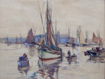 Bateaux dans le port de Concarneau par Delpy