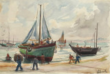 Barques à l'échouage à Douarnenez par Abadie-Landel