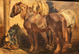 Chevaux type "postier" à l'écurie par Hippolyte Lalaisse