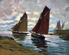 Sortie du port au couchant par Paul Eschbach
