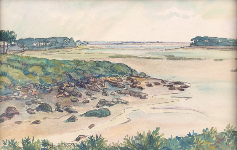 Marée basse sur l’île aux rats à Loctudy