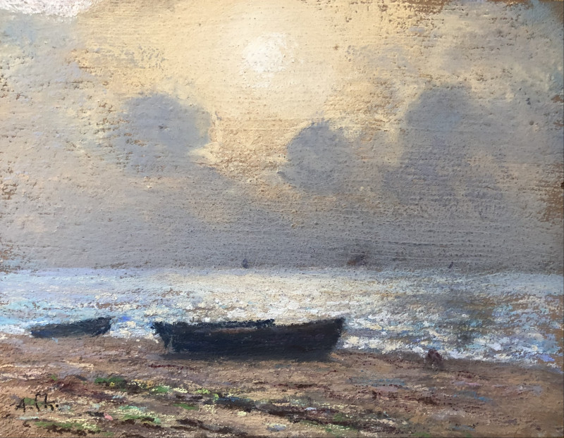 Barques sur la plage par Alfred Chabanian