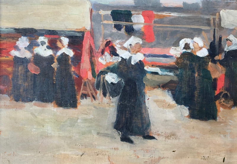  Scène de marché en Bretagne attribué à Joseph Bulfield