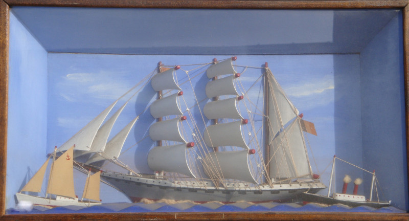 Diorama marin d'un 3 mâts barque
