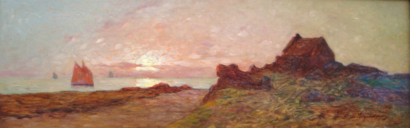 Coucher de soleil sur la vigie de la romaine au Croisic par Du Puigaudeau