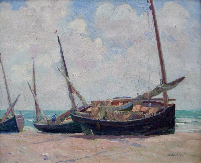 Bateaux à l'échouage par Paul Eschbach