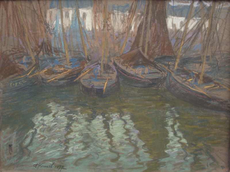 Jour de l'an 1897 dans le port de Concarneau par Fromuth