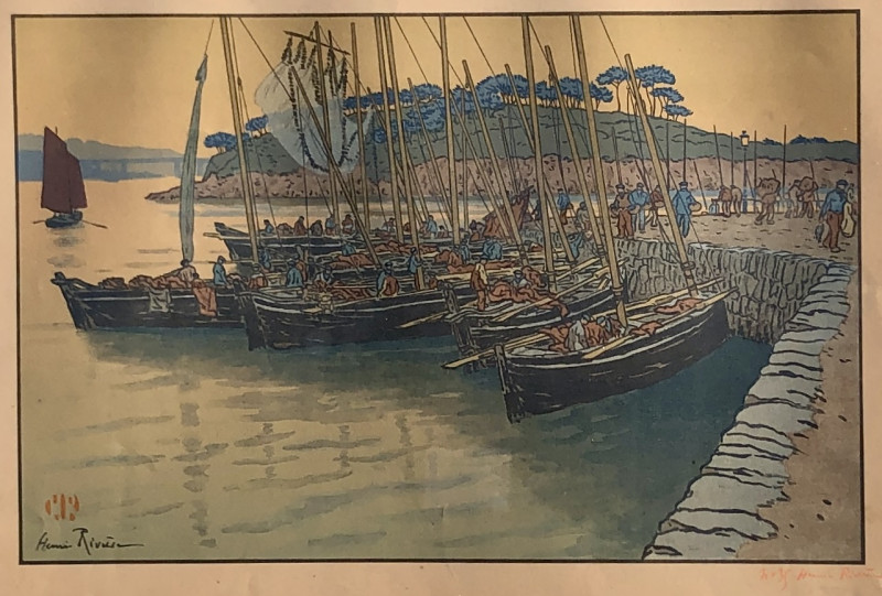Arrivée de bateaux à Tréboul par Henri Rivière