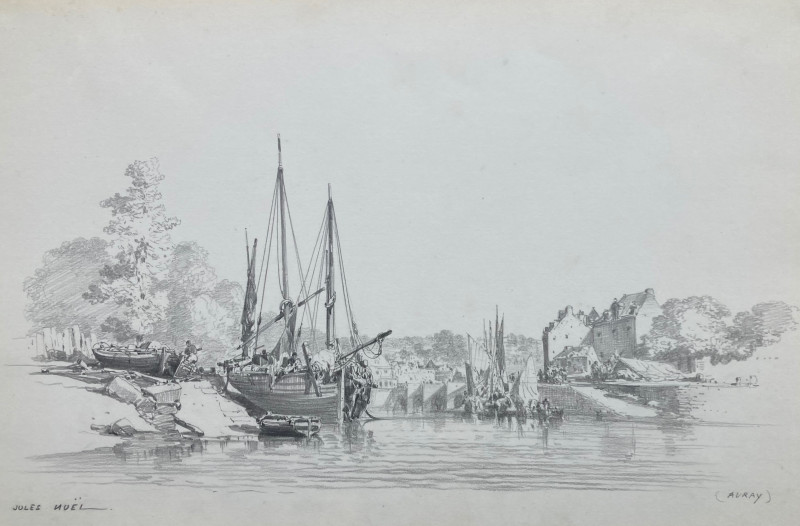 Dessin du port de Saint-Goustan par Jules Noël