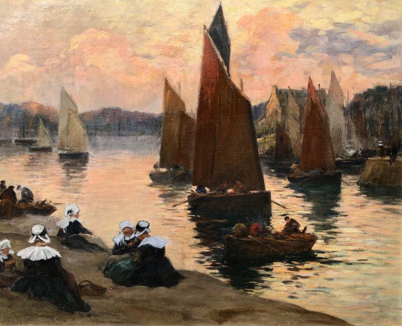 Brodeuses au crépuscule à Concarneau par Le Gout Gérard