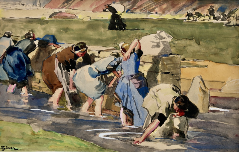 Bigoudènes au lavoir par Lucien Simon