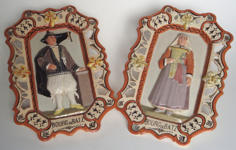 Paire de plaque d'un couple du Bourg de Batz-sur-Mer - Porquier Beau