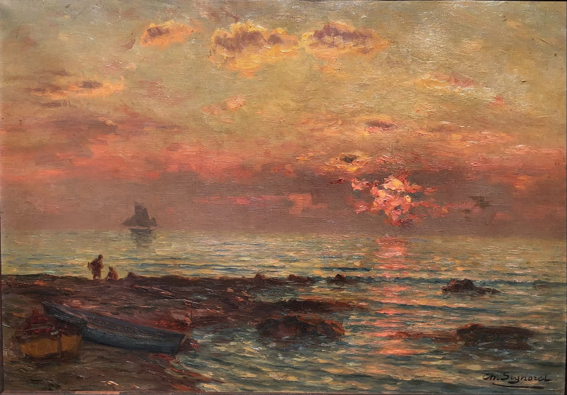 Coucher de soleil sur la mer par Charles Signoret