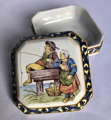 Boîte à décor d’enfants pêchant