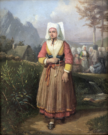 Femme de Plougastel au marché aux fraises