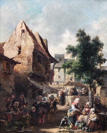 Scène de marché en Cornouaille par Auguste Constantin