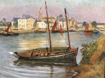 Barque échouée dans le port du Croisic par Georges Éveillard