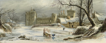 Les ruines du château de Suscinio sous la neige par Gustave Noël