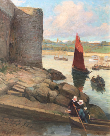 Embarquement des bretonnes pour le passage Lanriec par Jules Henriett