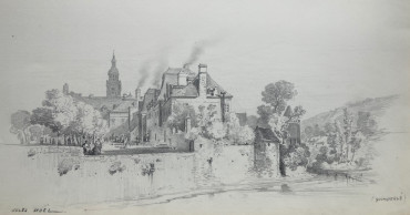 Dessin de Quimperlé au milieu du XIXe par Jules Noël