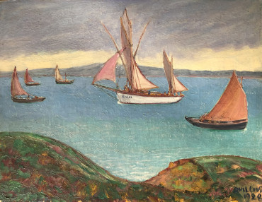 Bateaux sous voile le long du rivage par Quillivic